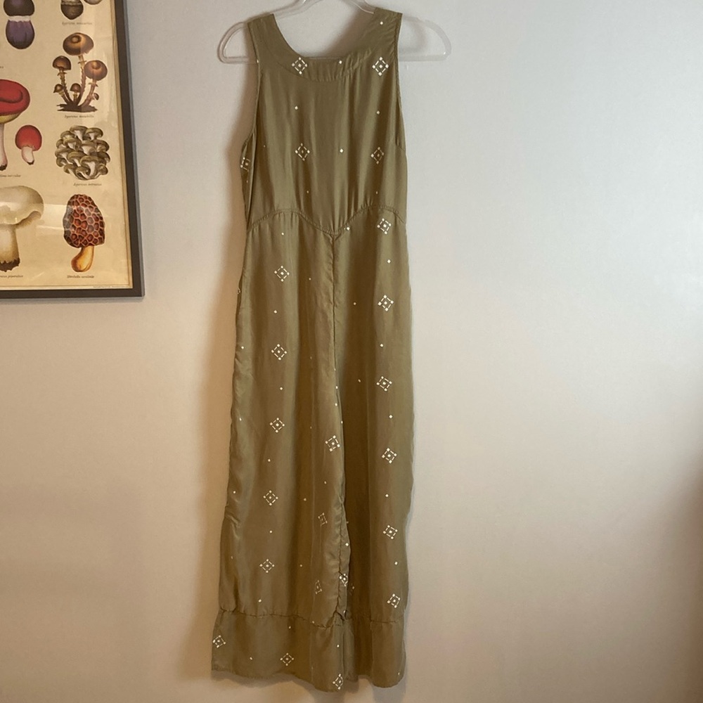 Anthropologie Sancia Carmela Wide-Leg Jumpsuit. Size: S. Tan & White - Picture 5 of 13